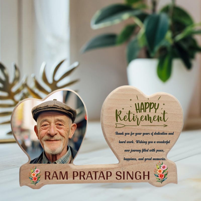 Personalized Happy Retirement Double Heart Wooden Plaque | Custom Photo & Name  Meaningful Retirement Gift for Teachers, Doctors, and Colleagues, Men & Women  Desktop Wood Decor for Home or Office